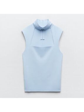 Zara Fine Knit Ribbed Cut Out Choker Top 4978/109